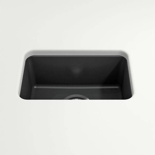 Bocchi Sotto 12" Dark Gray Fireclay Single Bowl Undermount Prep Sink w/ Strainer - Annie & Oak