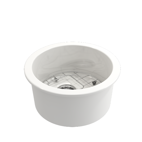 BOCCHI Sotto 18" White Round Single Bowl Fireclay Undermount Prep Sink