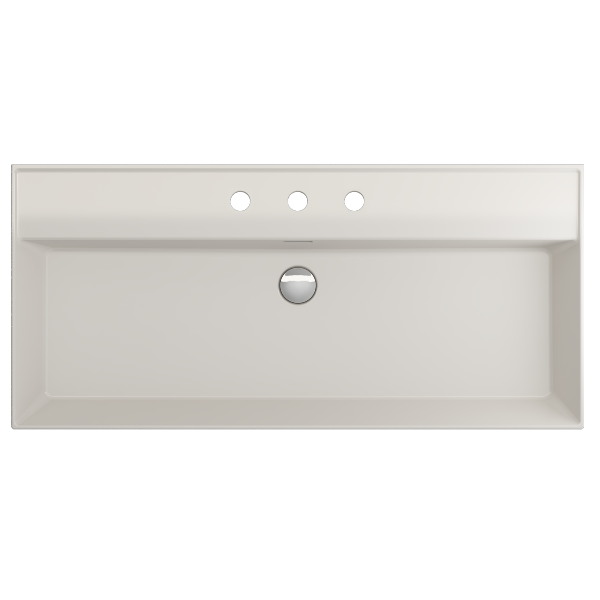 BOCCHI Milano 39" Biscuit 3-Hole Fireclay  Wall-Mounted Bathroom Sink with Overflow