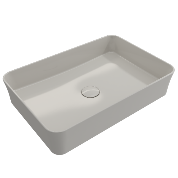 BOCCHI Sottile 21" Biscuit Rectangle Fireclay Vessel Bathroom Sink with Drain Cover