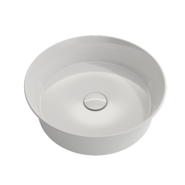 BOCCHI Sottile 15" White Round Vessel Fireclay Bathroom Sink with Drain Cover