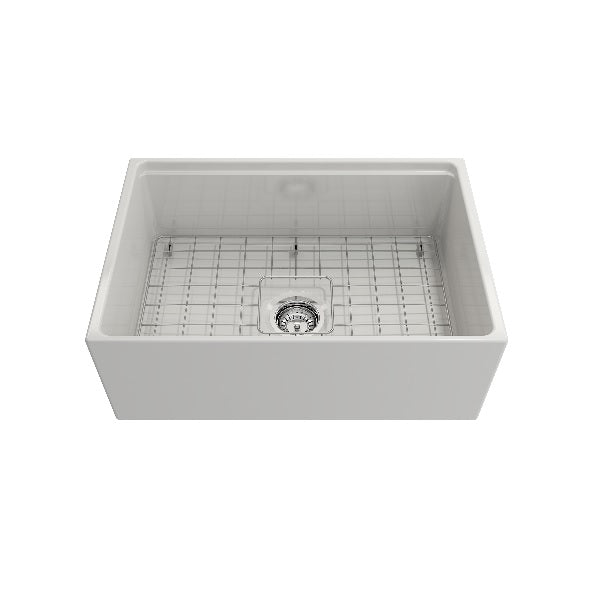 BOCCHI Contempo 27" White Single Bowl Fireclay Integrated Work Station Sink w/ Step-Rim