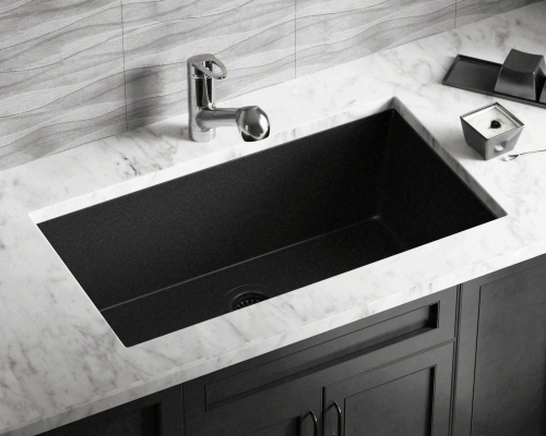 Polaris P848BL 33" Black Single Bowl Astra Granite Undermount Sink