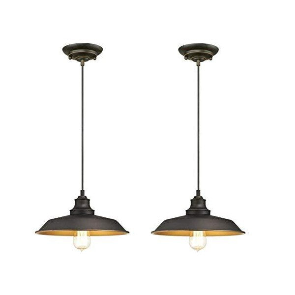 Westinghouse Lighting 12" Oil Rubbed Bronze Iron Hill Indoor Mini Pendants, - 2 Pack