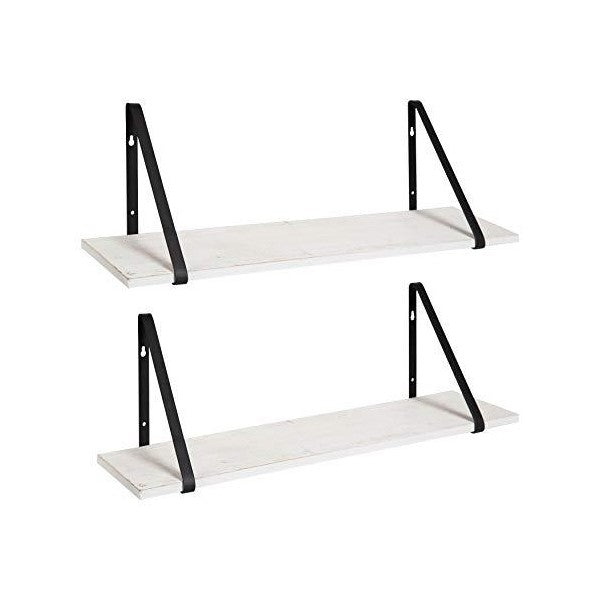 Kate and Laurel 27" White Soloman Wooden Shelves with Brackets