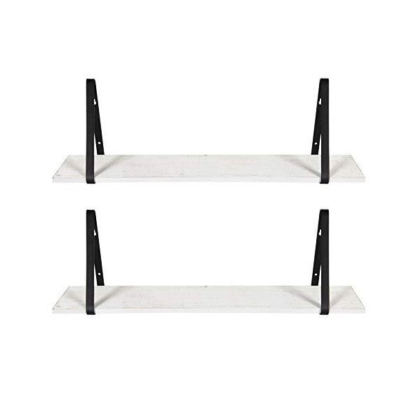 Kate and Laurel 27" White Soloman Wooden Shelves with Brackets