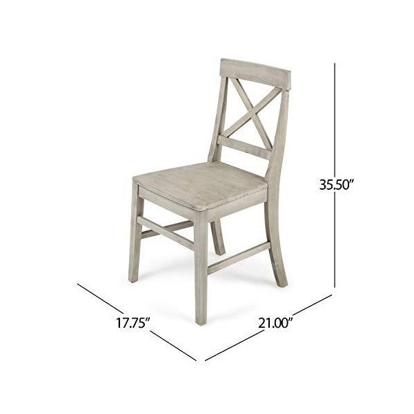 Great Deal Furniture Truda 21" Light Grey Acacia Wood Farmhouse Dining Chairs