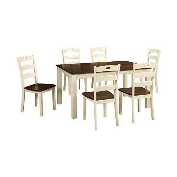 Signature Design by Ashley 36" Cream/Brown Woodanville Dining Room Table and Chairs-Set of 7