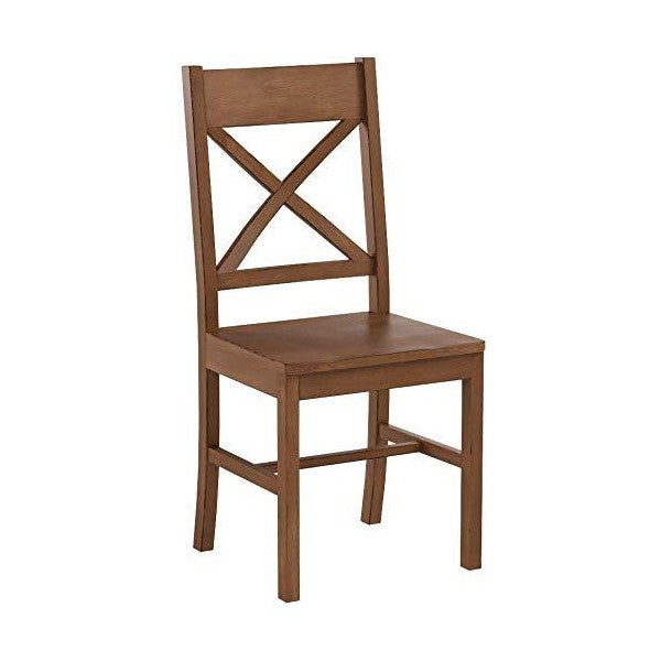 Walker Edison 18" Antique Brown Solid Wood Farmhouse Dining Chairs -Set of 2