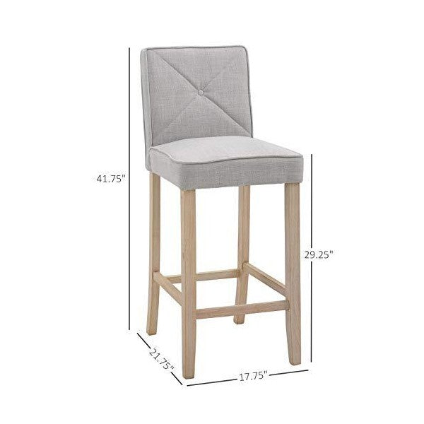 HOMCOM 41" Beige Modern Barstools Upholstered Kitchen Island Chair - 2 piece