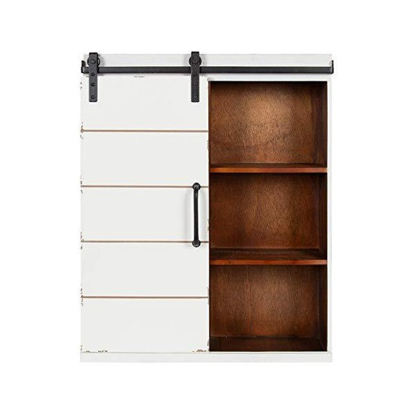 Kate and Laurel Rafferty 22" White Rustic Decorative Farmhouse Wall Cabinet