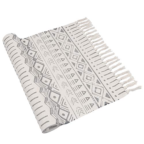 Pauwer Cotton Area Rug Set 2 Piece 4.2'x2'+3'x2' Hand Woven Cotton Rugs with Tassel Washable Cotton Throw Rugs Runner for Kitchen, Living Room, Bedroom