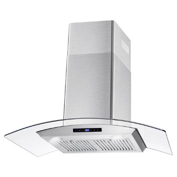 Cosmo COS-668AS900 36" Stainless Steel 380 CFM Wall Mount Range Hood with Glass Canopy