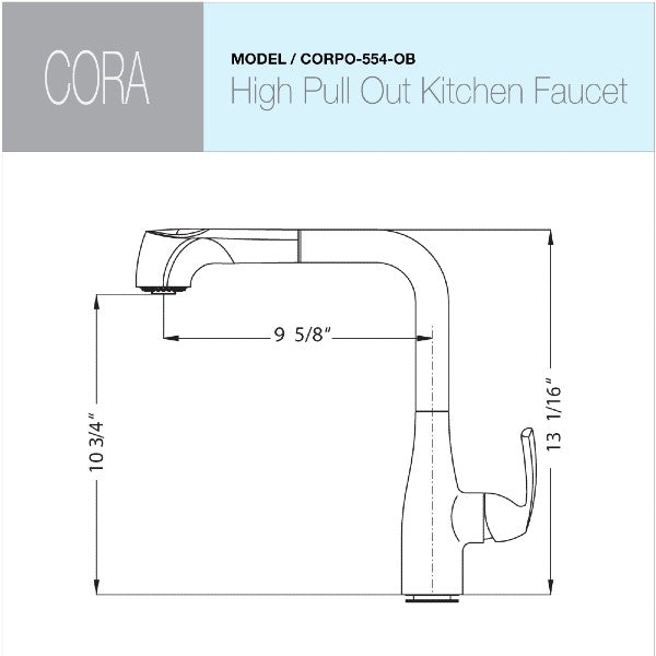 Houzer Cora CORPO-554-OB 13" Oil Rubbed Bronze Pull Out Kitchen Faucet
