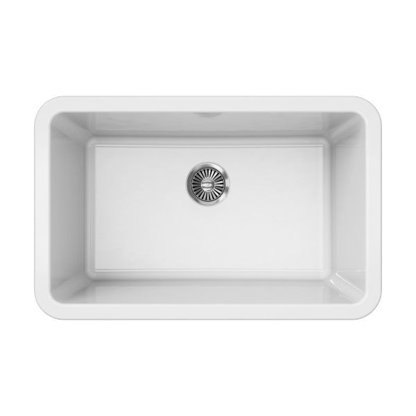 Latoscana LUM3019W 30" White Single Bowl Fireclay Drop-in/Undermount Sink