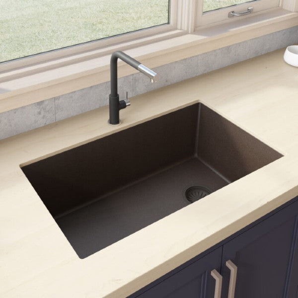 Ruvati epiGranite RVG2033ES 32" Espresso Brown Single Bowl Granite Composite Undermount Sink