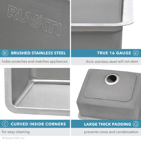 Ruvati Modena RVM5912 12" Stainless Steel Single Bowl Bar Prep Undermount Sink