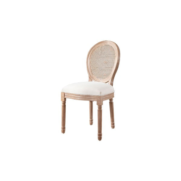 Recaceik 19" Beige Farmhouse Dining Chairs with Rattan Round Back - Set of 2