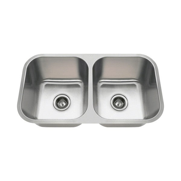 Polaris PA8123 32" Stainless Steel Double Bowl Undermount Kitchen Sink
