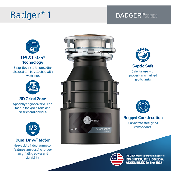 InSinkErator Badger 1 Garbage Disposal, 1/3 HP