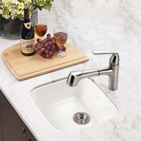 Houzer Platus PTB-1919-WH 19" White Single Square Undermount Fire Clay Sink