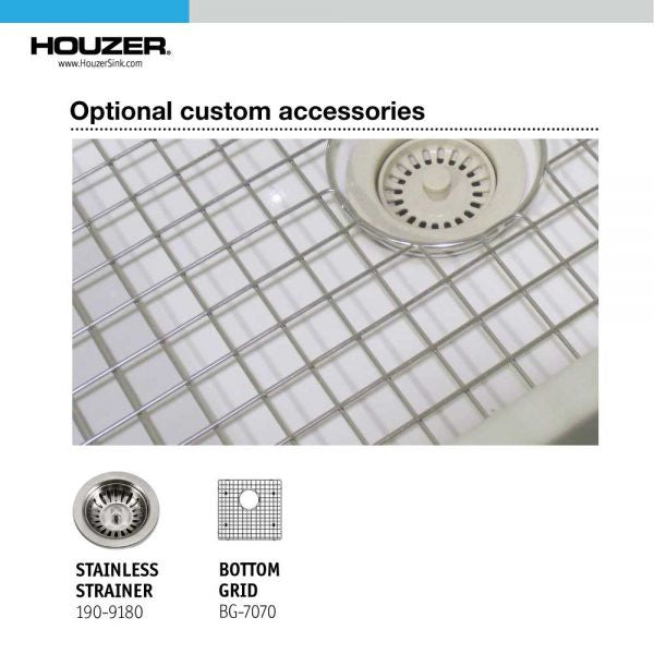 Houzer Platus PTB-1919-WH 19" White Single Square Undermount Fire Clay Sink