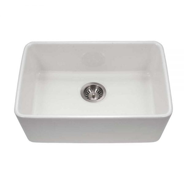 Houzer Platus PTU-2400 WH 24" White Fireclay Undermount Single Bowl Kitchen Sink