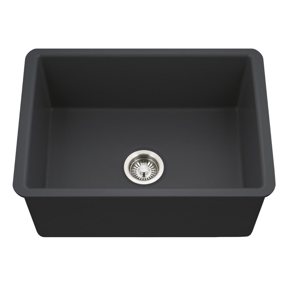 Houzer Platus PTU-2800 BL 26" Black Fireclay Undermount Single Bowl Kitchen Sink