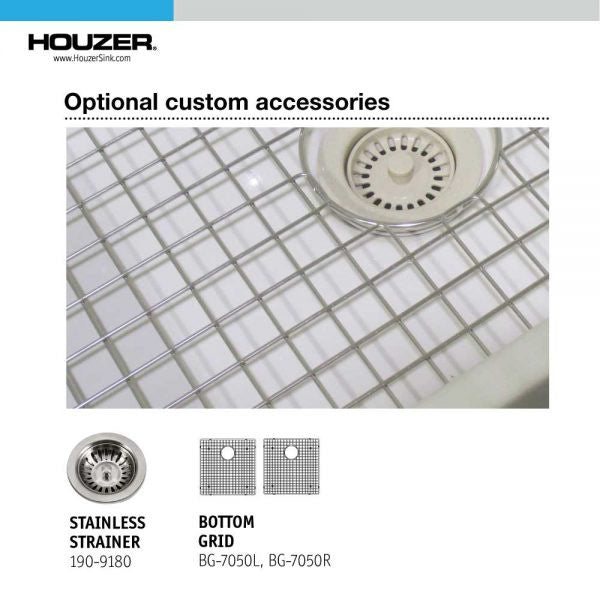 Houzer Platus PTD-6400 WH 32" Fireclay Apron Front Farmhouse 50/50 Double Bowl Kitchen Sink with Low Divider