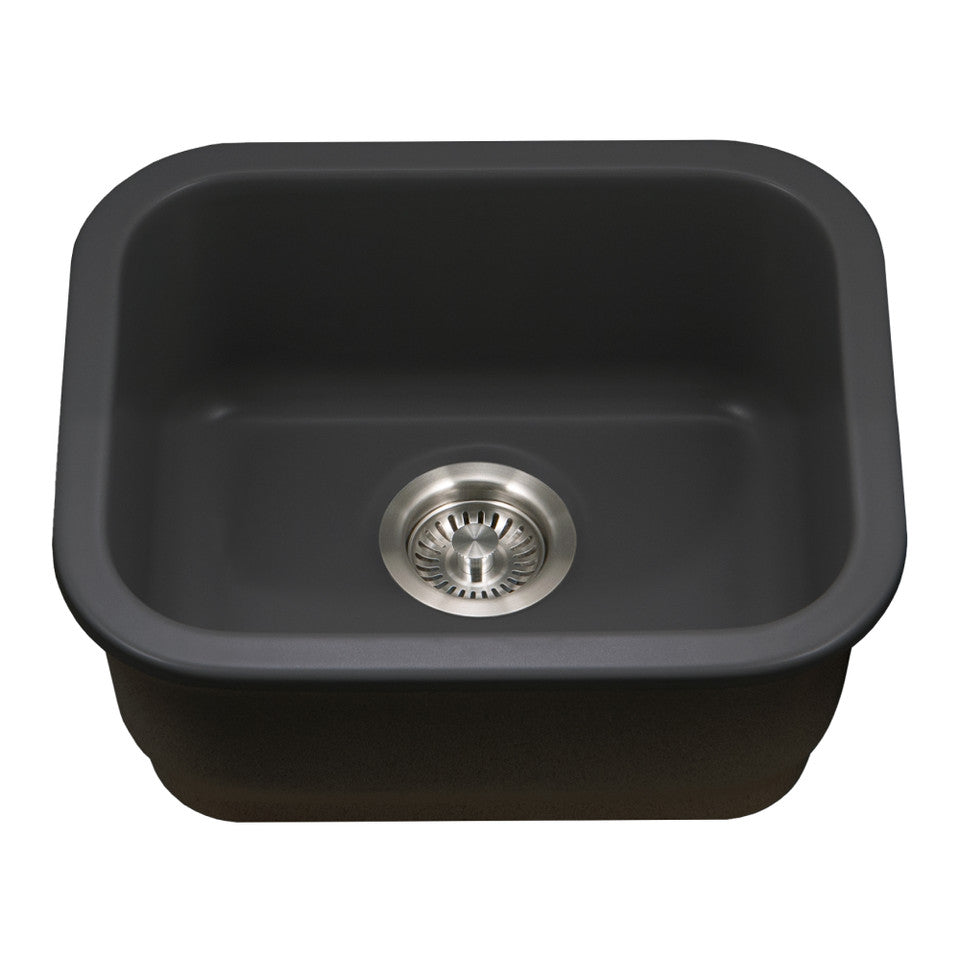 Houzer Platus PTB-1814-BL 18" Black Single Undermount Fire Clay Sink