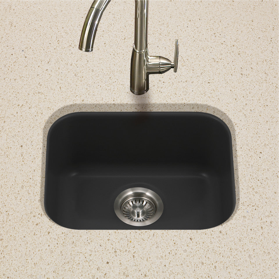 Houzer Platus PTB-1814-BL 18" Black Single Undermount Fire Clay Sink