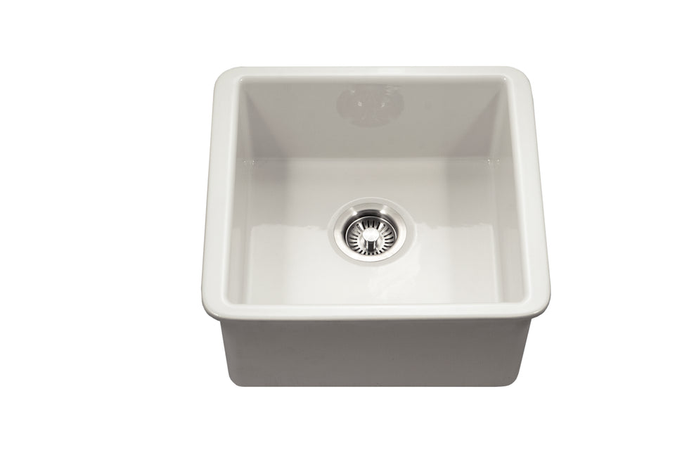 Houzer Platus PTB-2020-BQ 20" Biscuit Square Single Undermount Fire Clay Sink