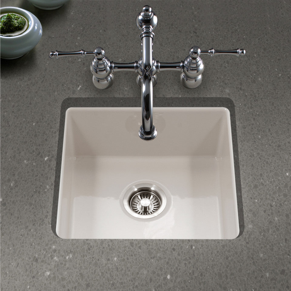 Houzer Platus PTB-2020-BQ 20" Biscuit Square Single Undermount Fire Clay Sink
