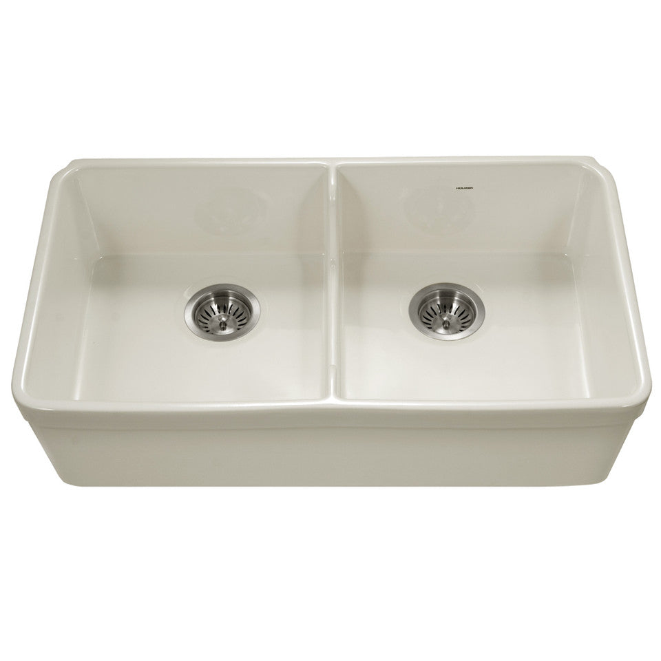 Houzer Platus PTS-4118 WH 30" White Fireclay Apron Front Farmhouse Single Bowl Kitchen Sink
