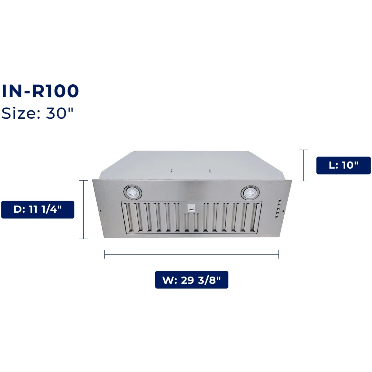 Hauslane 30" Insert Convertible Range Hood (11.25 in. Deep) with Stainless Steel Filters
