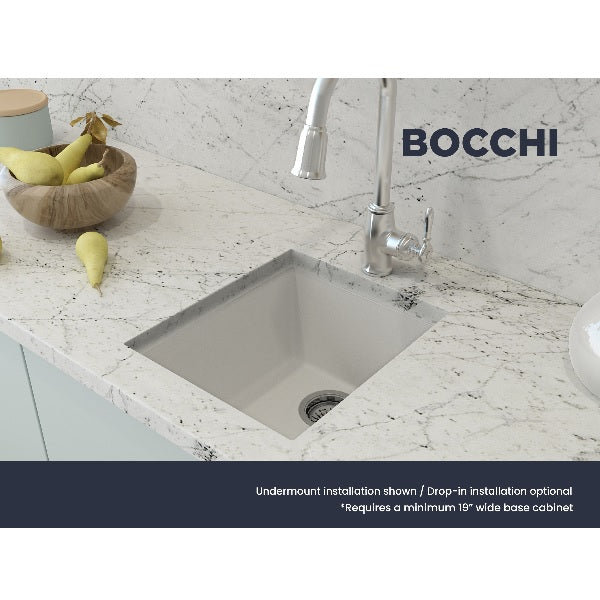 BOCCHI Campino Uno 16" Milk White Single Bowl Granite Undermount Bar Sink