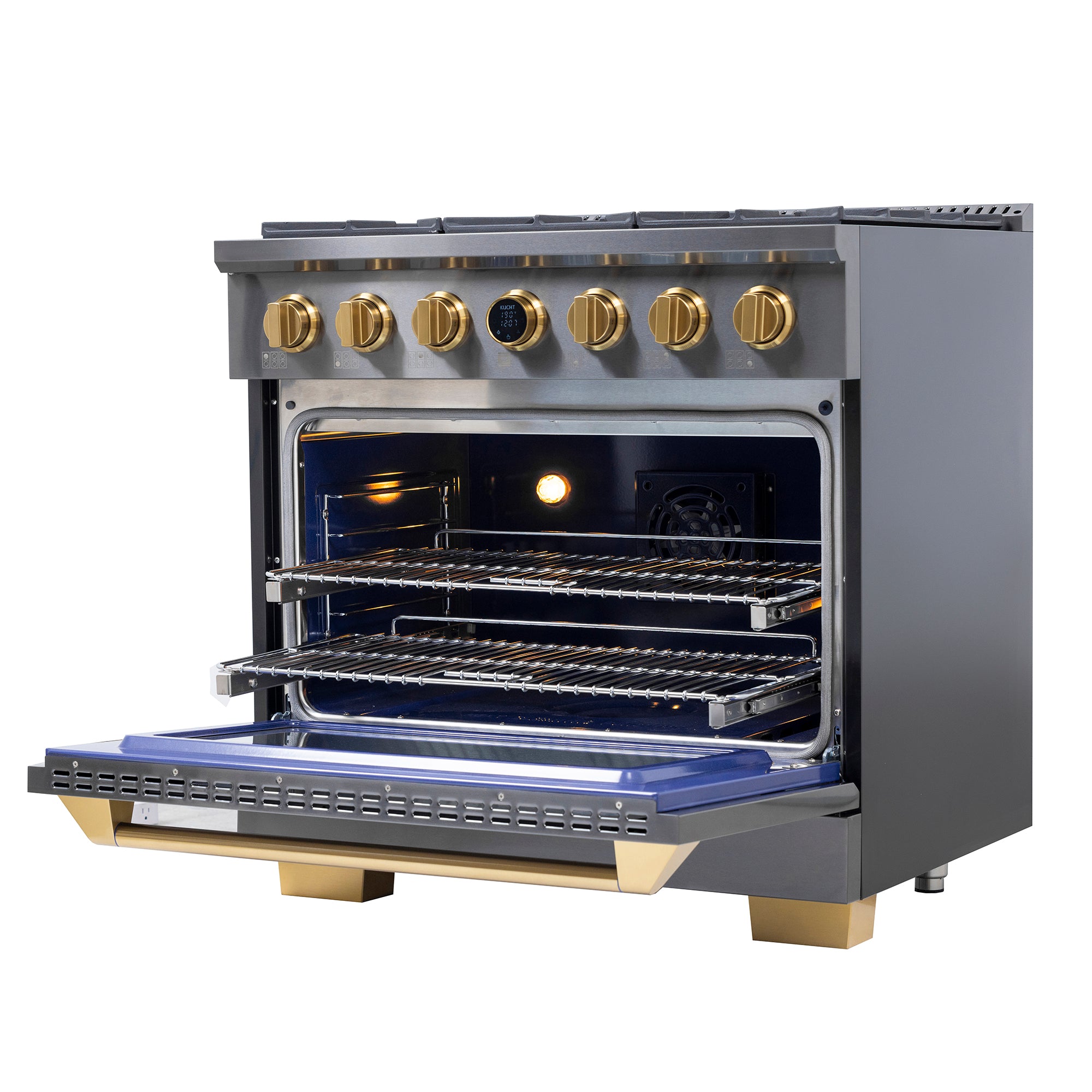 Kucht 36-in Deep recessed 6 burners Convection Oven Freestanding Dual Fuel Range