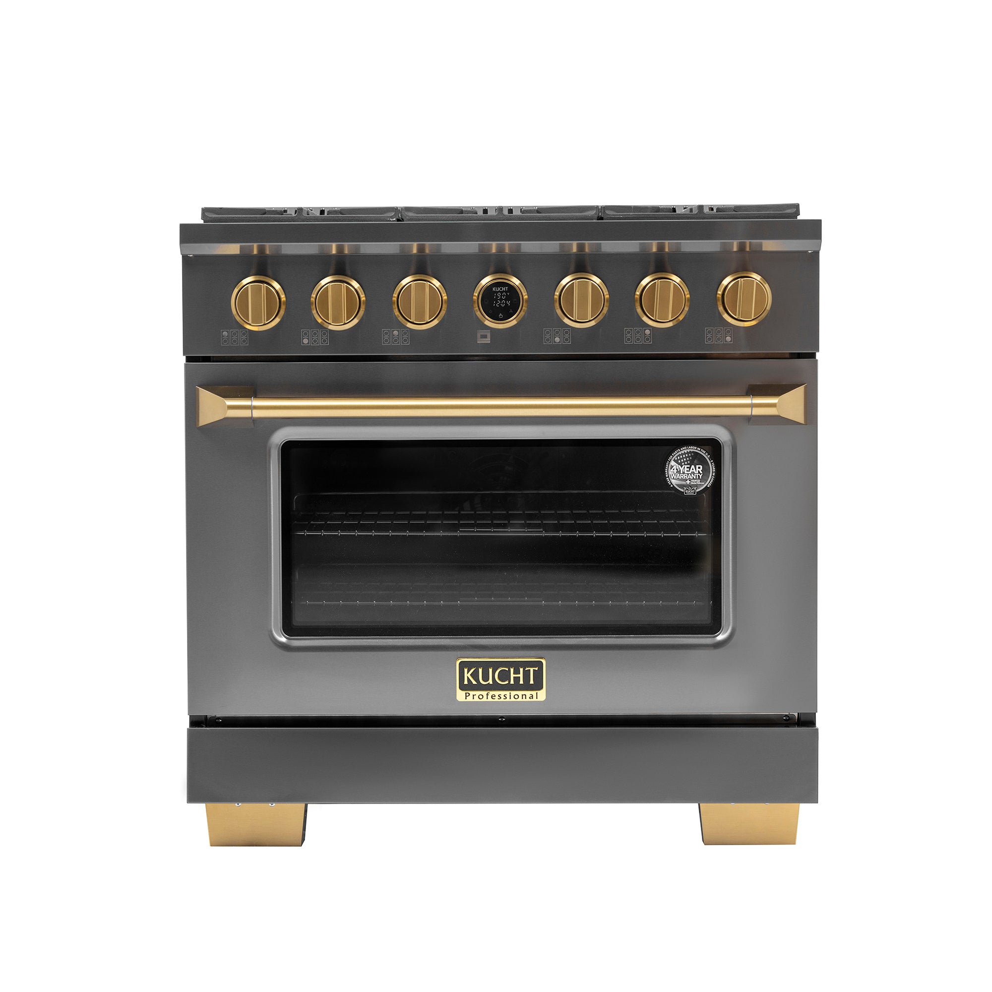 Kucht 36-in Deep recessed 6 burners Convection Oven Freestanding Dual Fuel Range