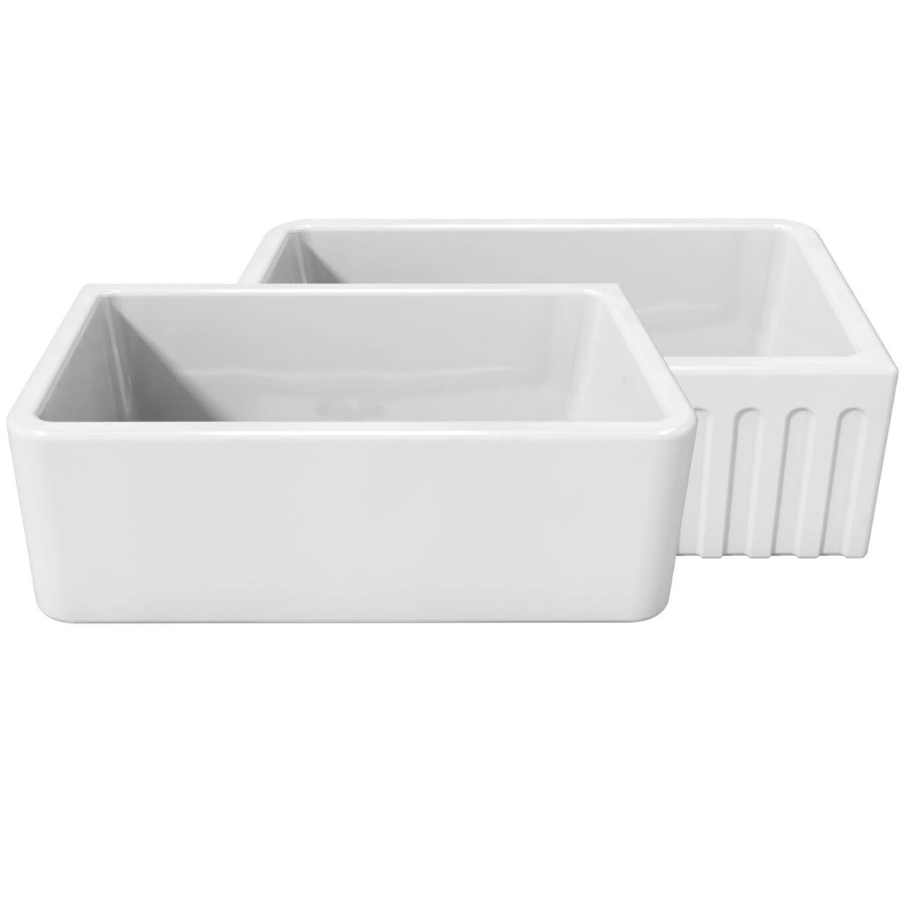 Latoscana 30" White Reversible Smooth or Fluted Fireclay Farmhouse Sink