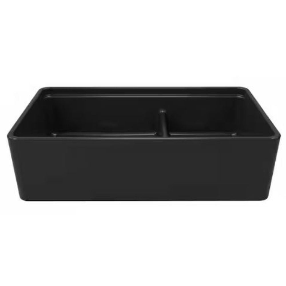 Latoscana LDL3619B 36" Black Double Bowl Fireclay Farmhouse Sink