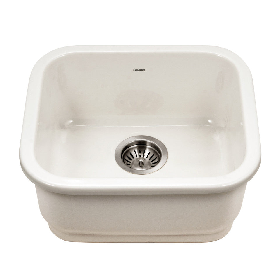 Houzer Platus PTB-1814-BQ 18" Biscuit Single Undermount Fire Clay Sink