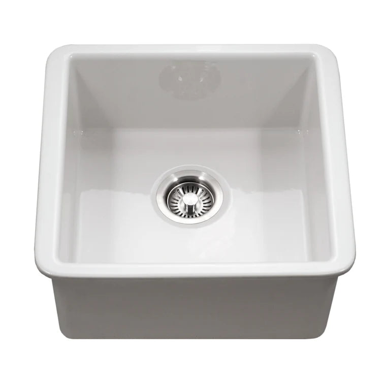 Houzer Platus PTB-2020-WH 20" White Square Single Undermount Fire Clay Sink