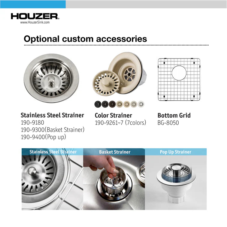 Houzer Platus PTB-2020-BQ 20" Biscuit Square Single Undermount Fire Clay Sink