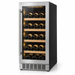 18-inch stainless steel undercounter wine fridge, three-quarter product view