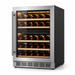 24-inch stainless steel dual zone wine fridge, three-quarter product view