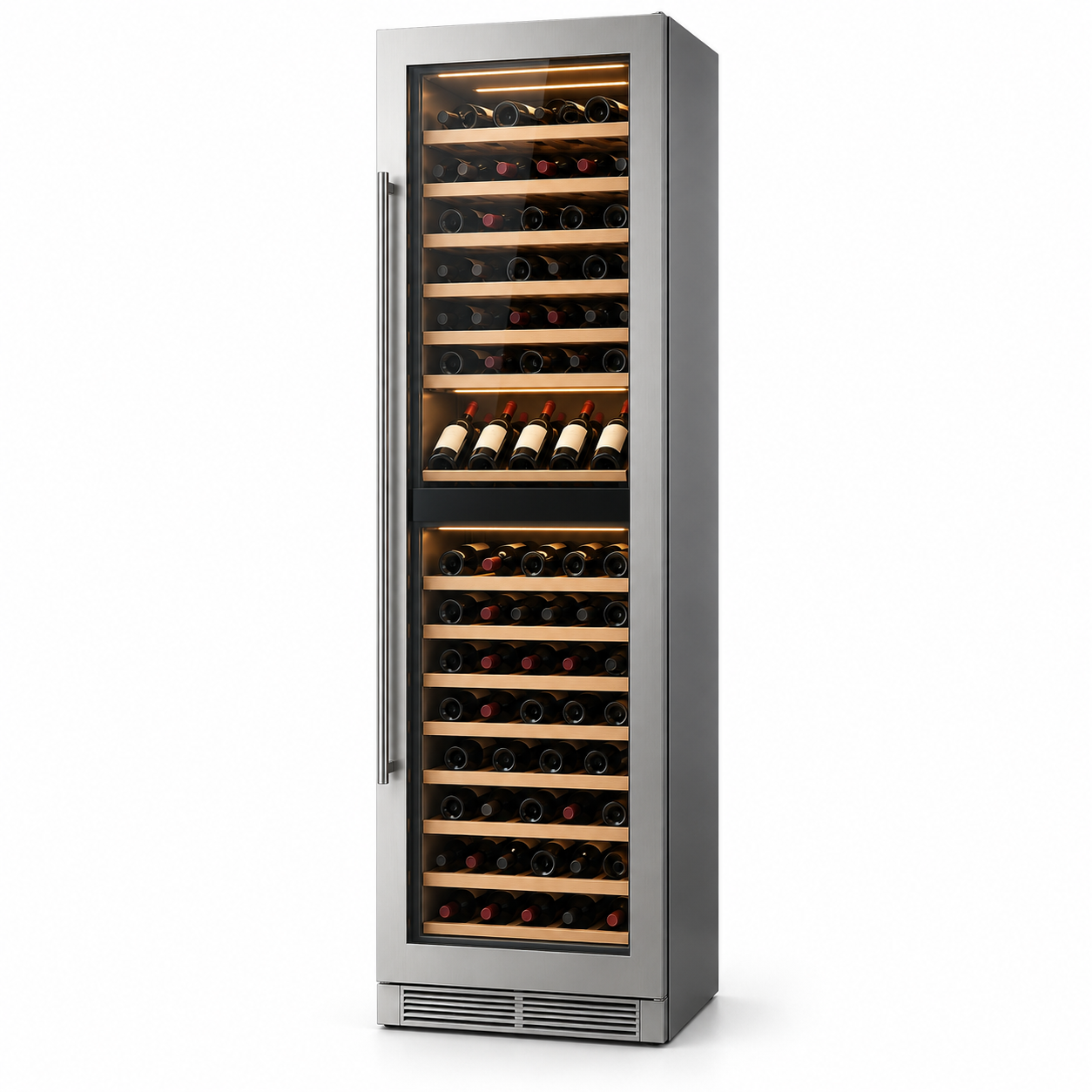 24-inch full height stainless steel wine column, three-quarter product view