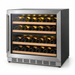 30-inch stainless steel dual zone undercounter wine fridge, three-quarter product view