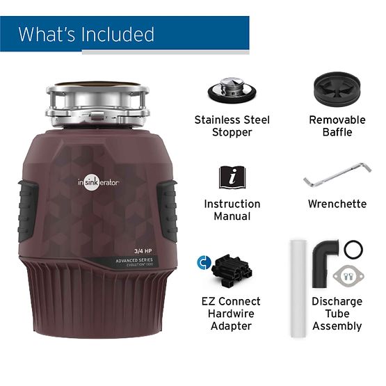 InSinkErator Evolution 1300, 3/4 HP Garbage Disposal, Advanced Series EZ Connect