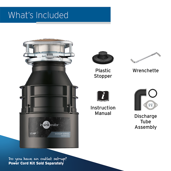 InSinkErator Badger 1XL Garbage Disposal, 1/3 HP