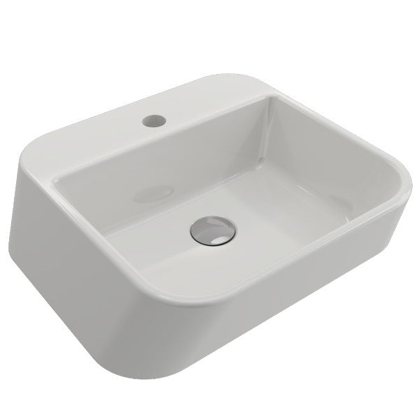 BOCCHI Firenze 19" White 1-Hole  Vessel Fireclay Bathroom Sink
